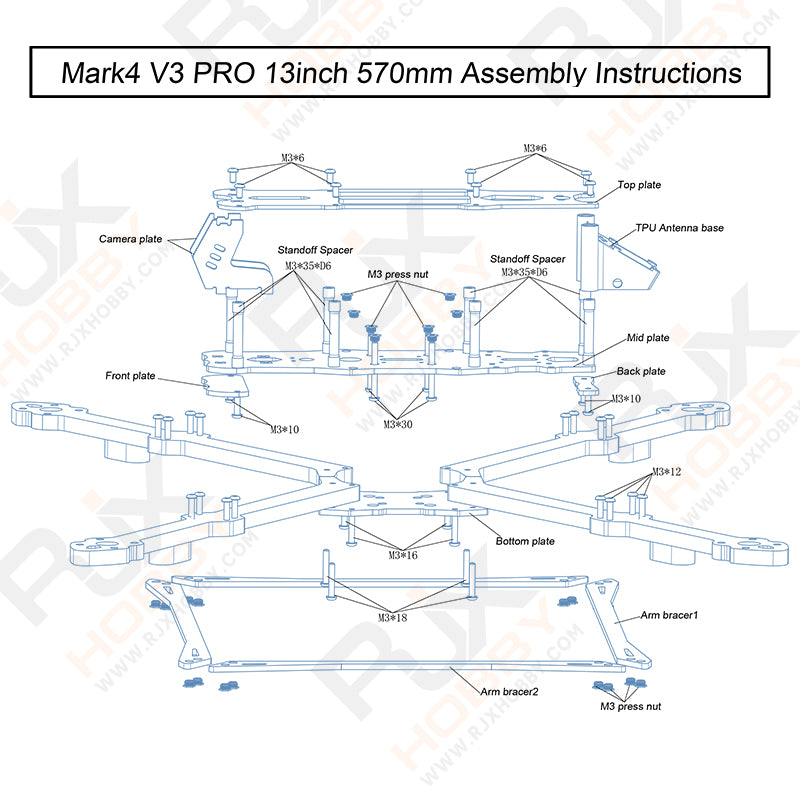 RJX Mark4 V3 Pro 13 inch FPV Frame Kit