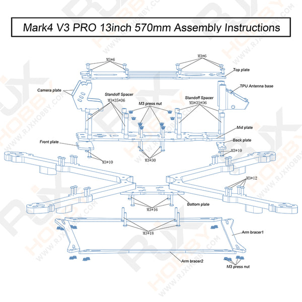 RJX Mark4 V3 Pro 13 inch FPV Frame Kit